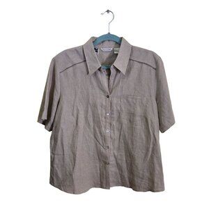 Richard Malcolm Beige Irish Linen Button-Up Neutral Beige Shirt Size L